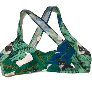 NWOT palm leafs and cats bikini top